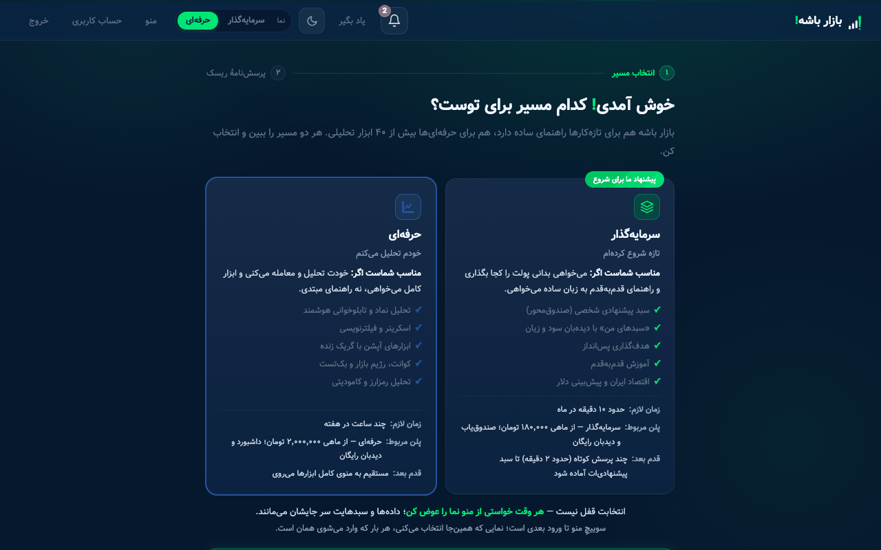 پرسش‌نامهٔ پروفایل ریسک: سؤال‌های افق، پس‌انداز اضطراری و واکنش به افت